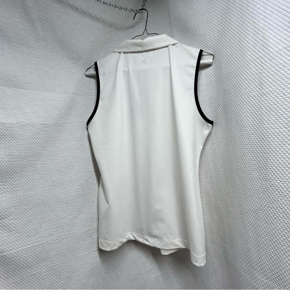 Adrienne Vittadini White with‎ Black Trim Polo Tank Top Sleeveless Large - Picture 2 of 7